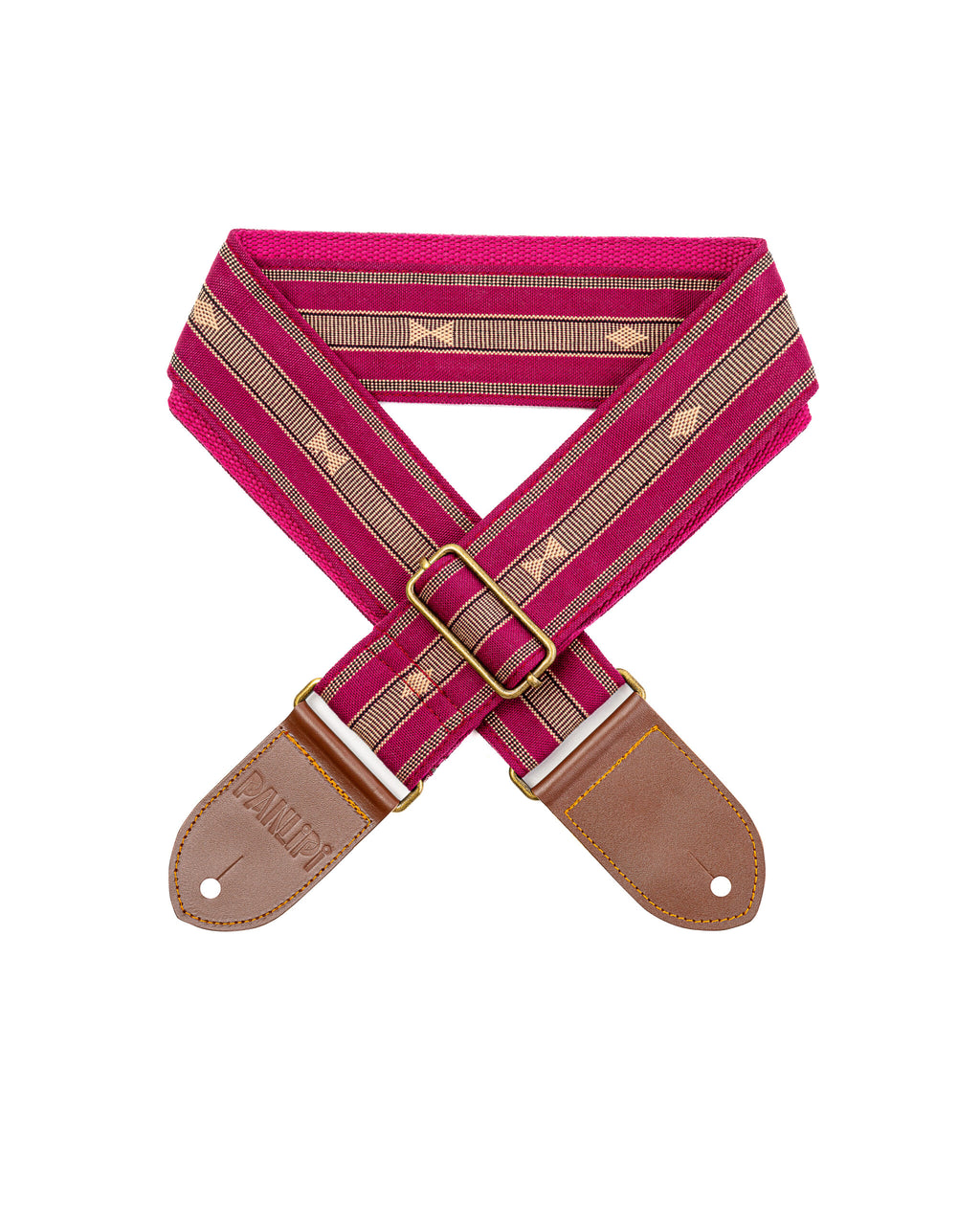 Handmade Panlipi Loom Weave Audrey Mocha Burgundy SAG08A Guitar Strap