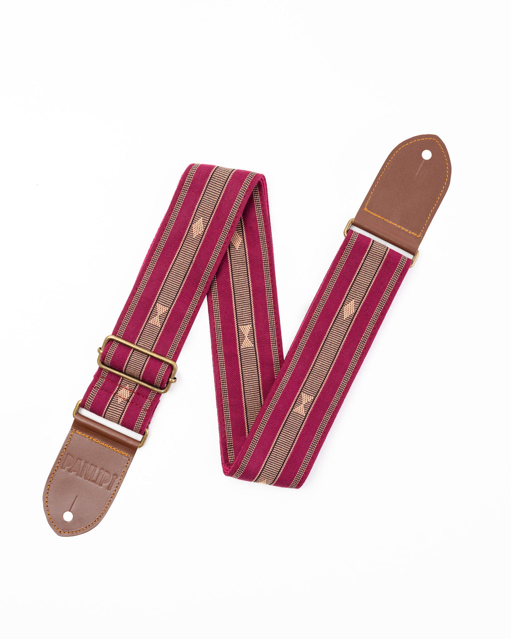 Handmade Panlipi Loom Weave Audrey Mocha Burgundy SAG08A Guitar Strap