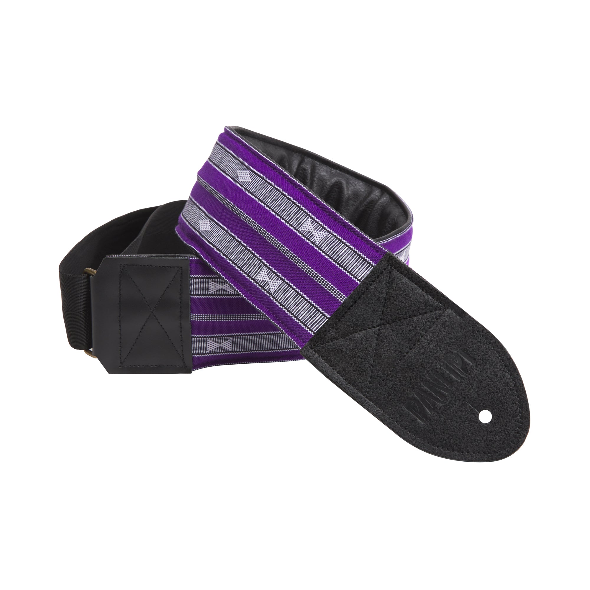 Handmade Panlipi Padded Bass Strap Loom Audrey Weave Violet 3 Inches Wide BassSag14