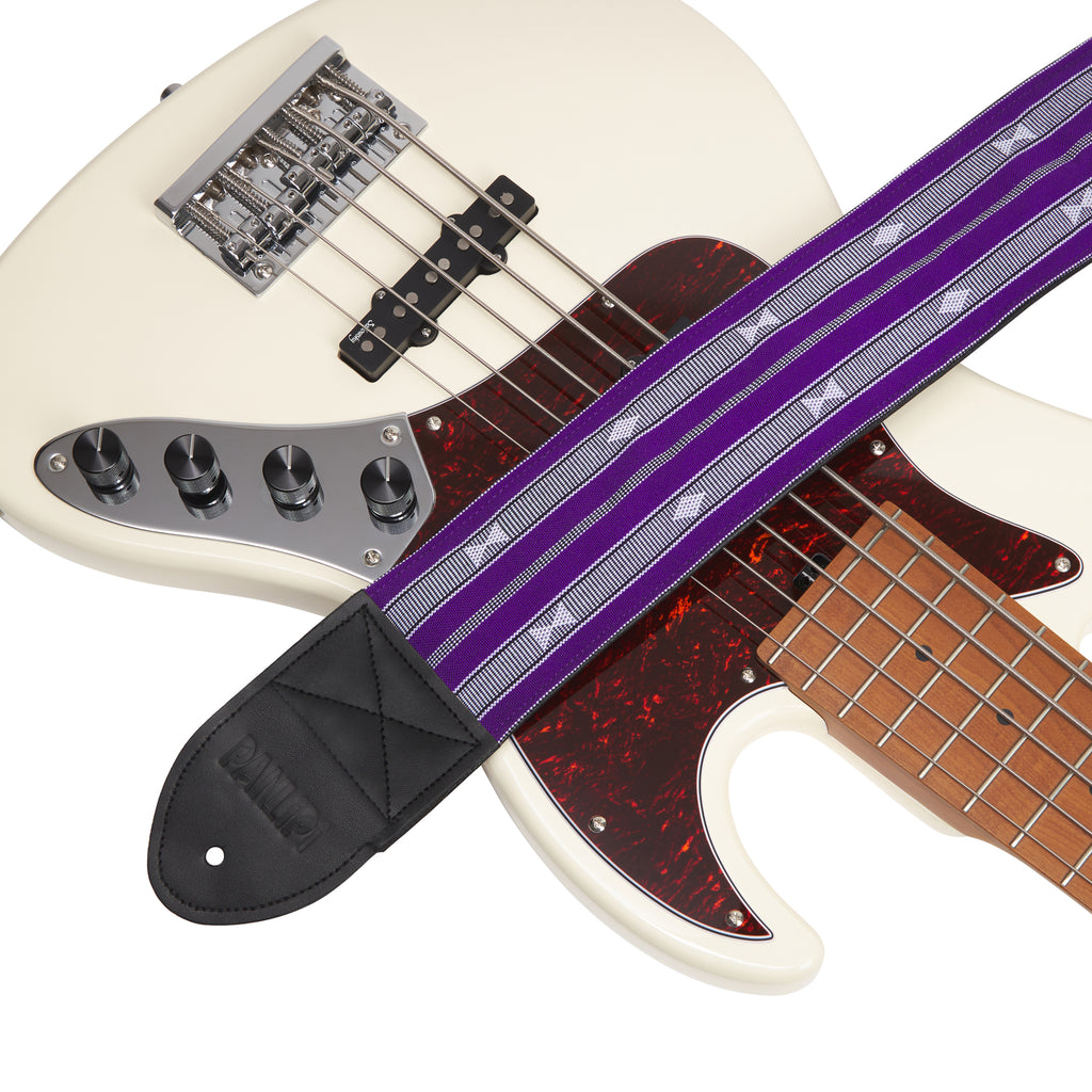 Handmade Panlipi Padded Bass Strap Loom Audrey Weave Violet 3 Inches Wide BassSag14