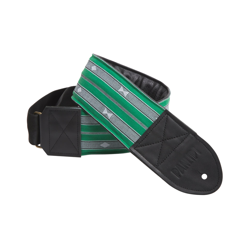 Handmade Panlipi Sagada Padded Bass Strap Loom Weave Audrey Green 3 Inches Wide BassSag13