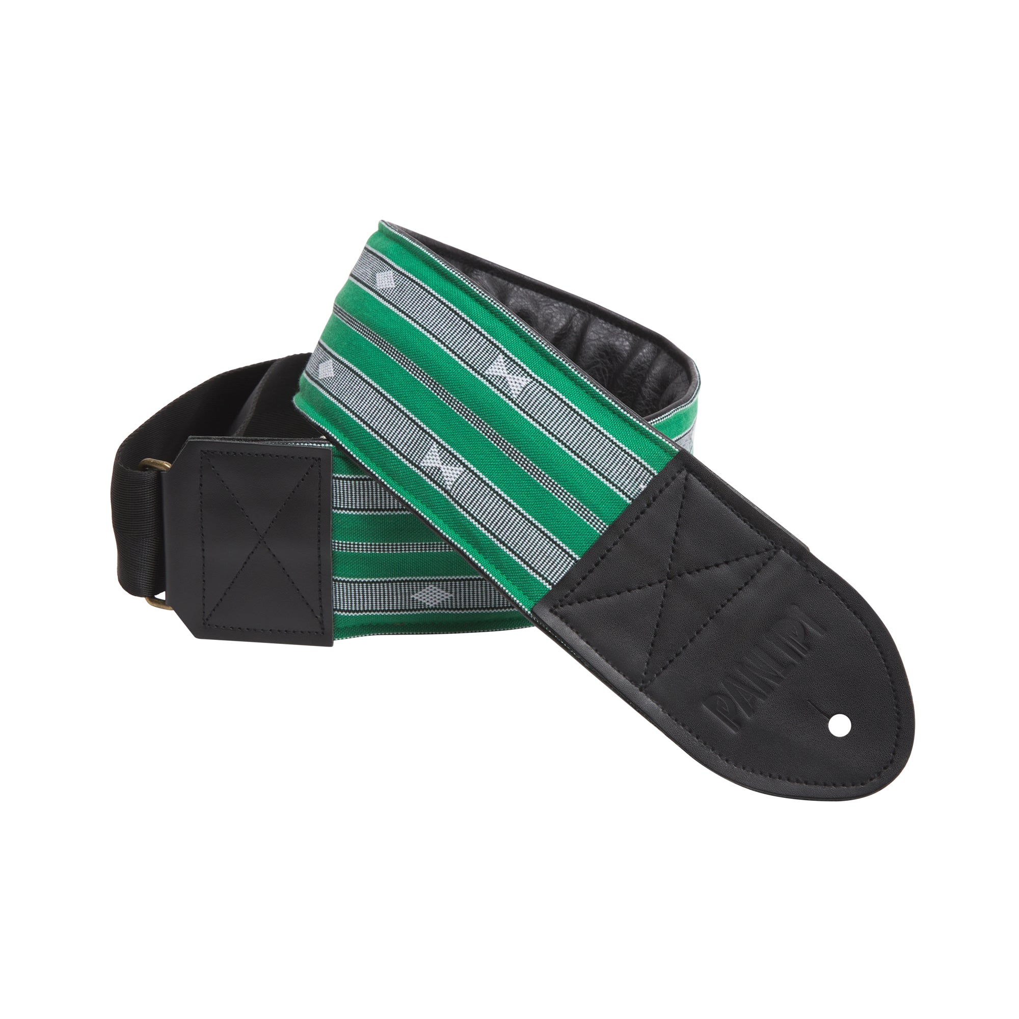 Handmade Panlipi Sagada Padded Bass Strap Loom Weave Audrey Green 3 Inches Wide BassSag13