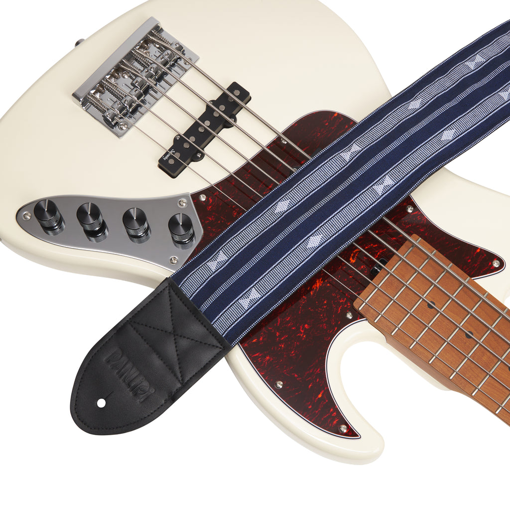 Handmade Panlipi Padded Bass Strap Loom Weave Audrey Navy Blue 3 Inches Wide BassSag07