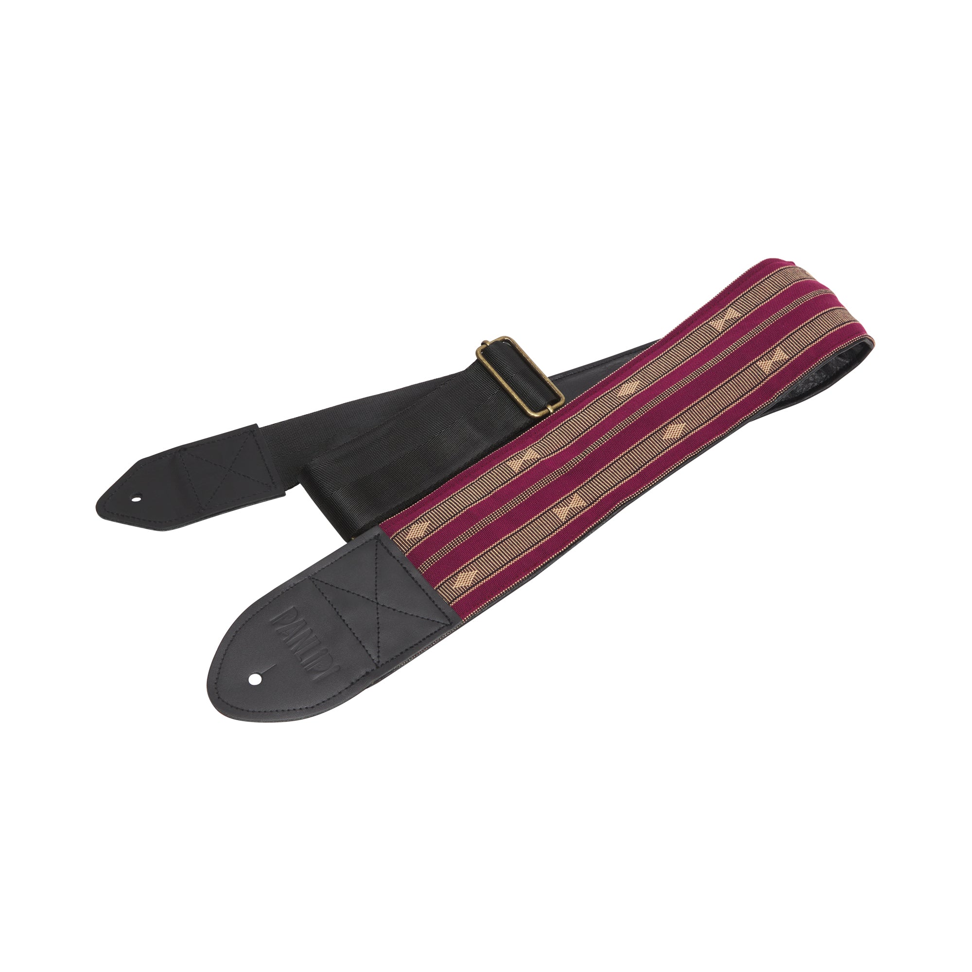 Handmade Panlipi Padded Bass Strap Loom Weave Audrey Burgundy 3 Inches Wide BassSag08