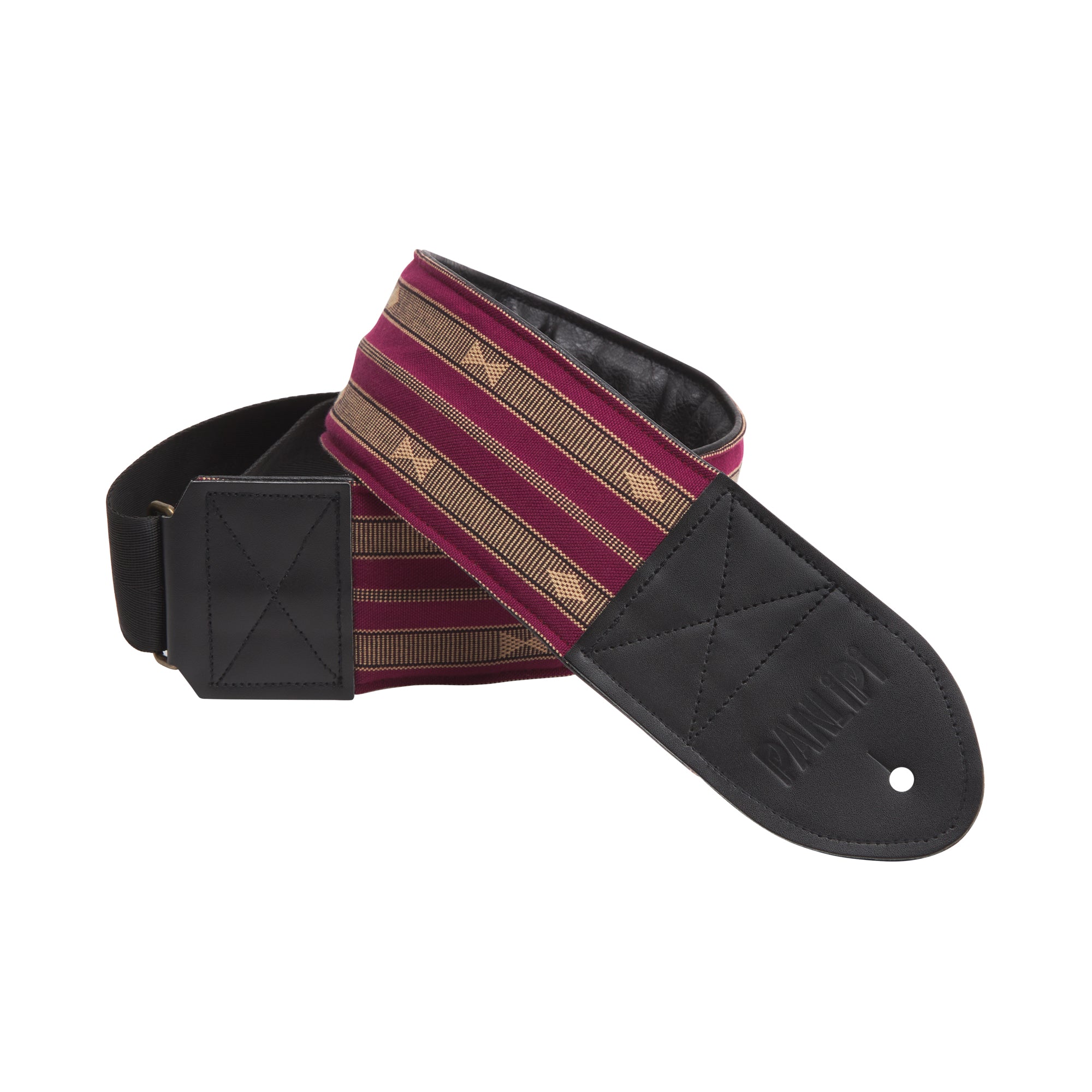 Handmade Panlipi Padded Bass Strap Loom Weave Audrey Burgundy 3 Inches Wide BassSag08