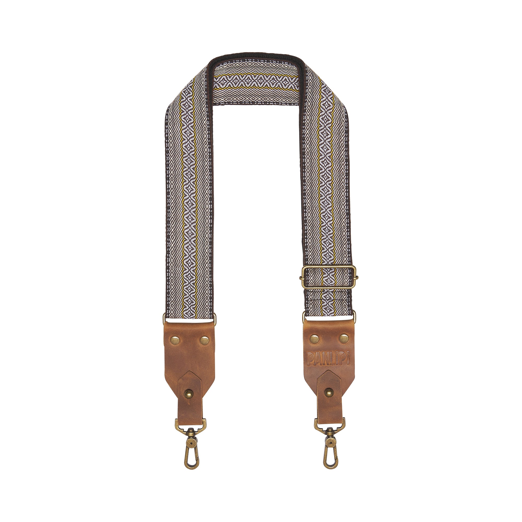 Handmade Panlipi Strap Kalinga Loom Weave Lilaktob White Yellow KalBag31 Bag Strap