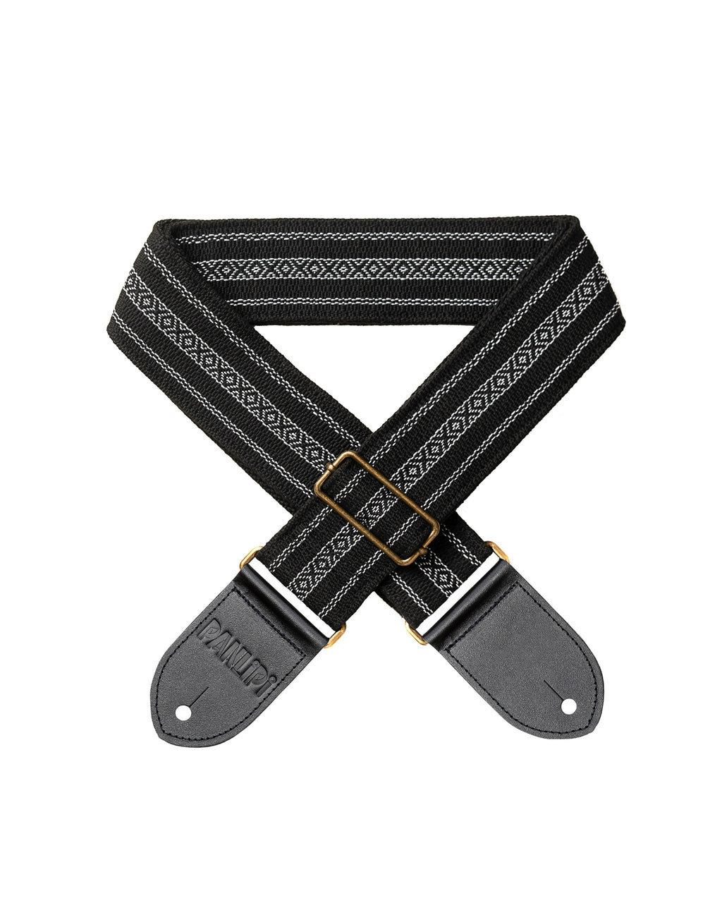 Handmade Panlipi Loom Weave Kalinga Lilaktob Black and White KAL33A Guitar Strap