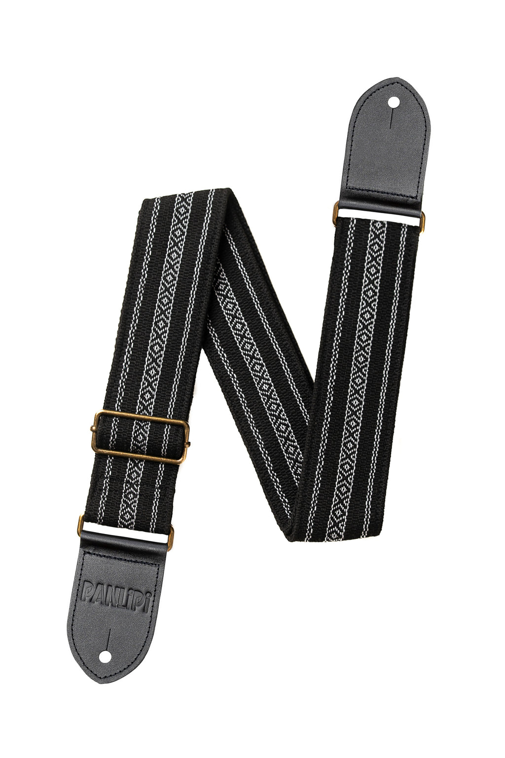 Handmade Panlipi Loom Weave Kalinga Lilaktob Black and White KAL33A Guitar Strap