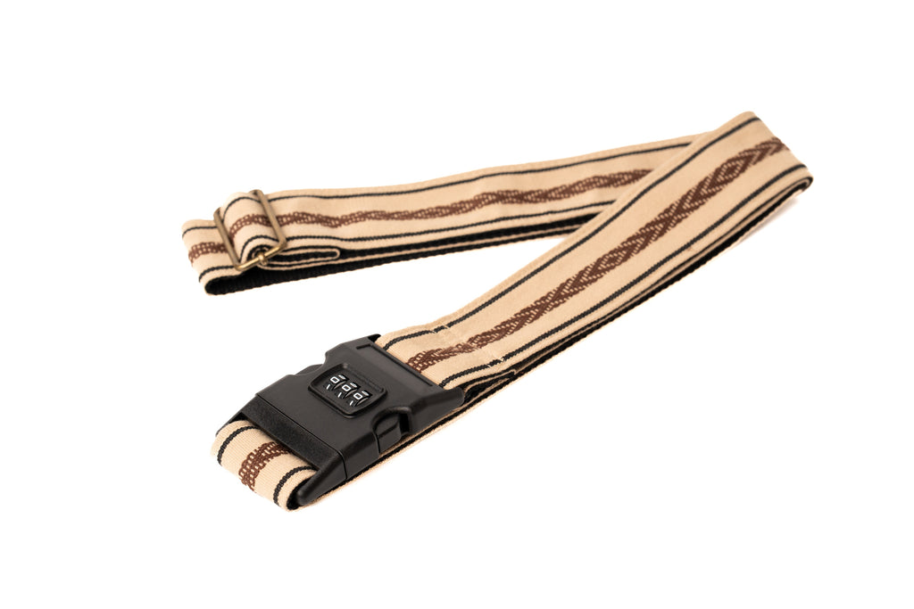 Handmade Panlipi Loom Weave Baguio Cuabao Brown Cream LugBag01 Luggage Strap