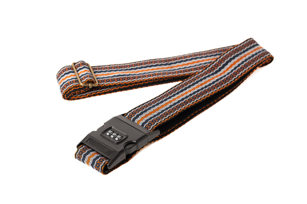 Handmade Panlipi Loom Weave Kalinga Lilaktob White & Orange LugKal05 Luggage Strap