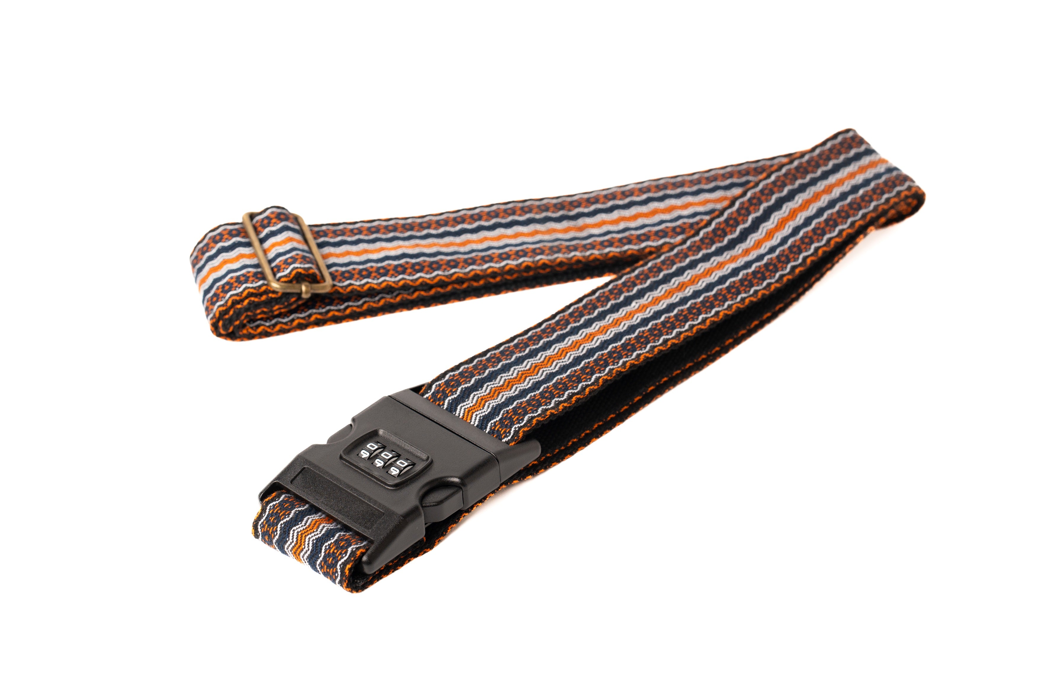 Handmade Panlipi Loom Weave Kalinga Lilaktob White & Orange LugKal05 Luggage Strap