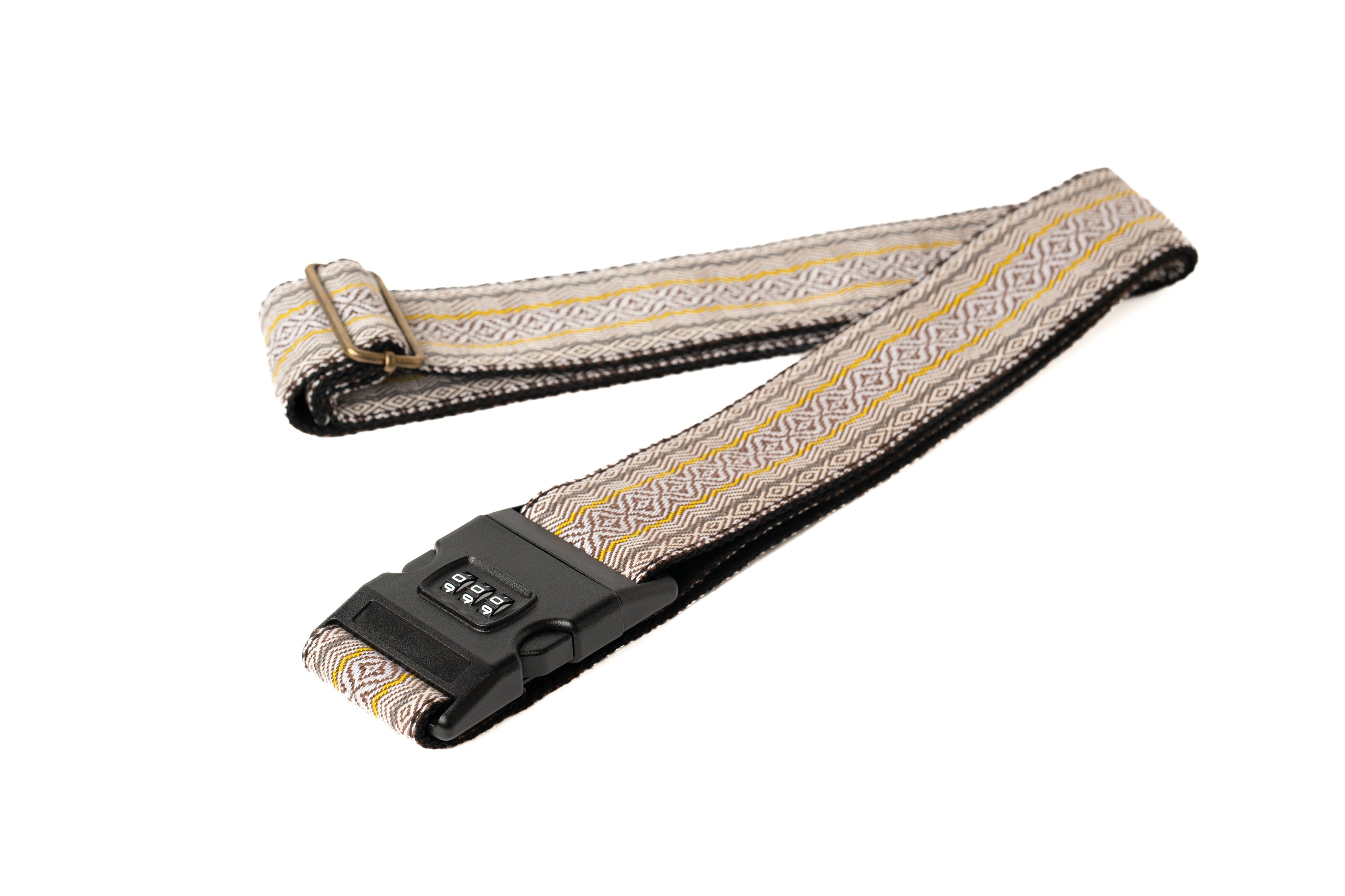 Handmade Panlipi Loom Weave Kalinga Lilaktob White & Yellow LugKal03 Luggage Strap