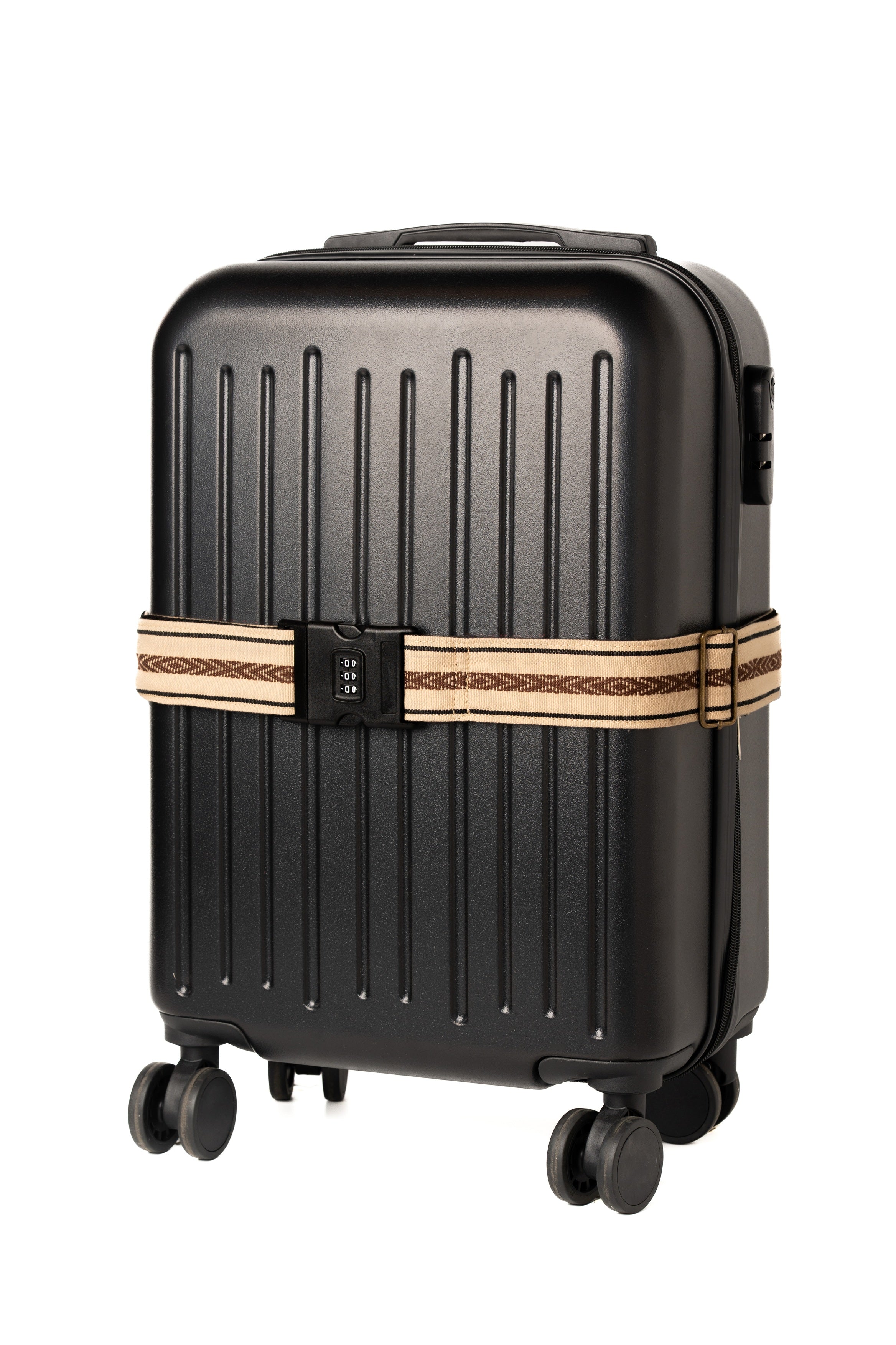 Handmade Panlipi Loom Weave Baguio Cuabao Brown Cream LugBag01 Luggage Strap