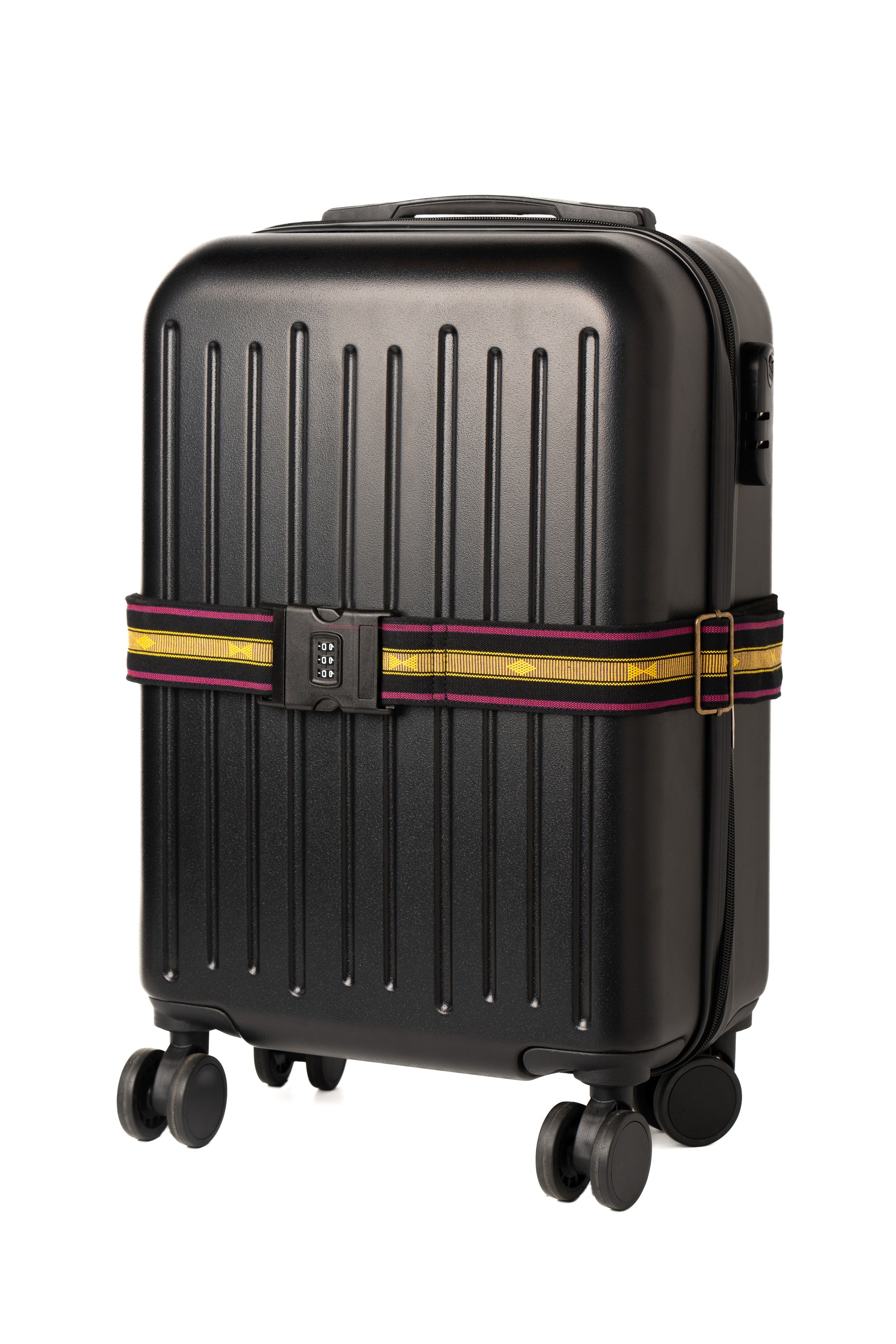 Handmade Panlipi Loom Weave Sagada Audrey Black and Gold LugSag04 Luggage Strap