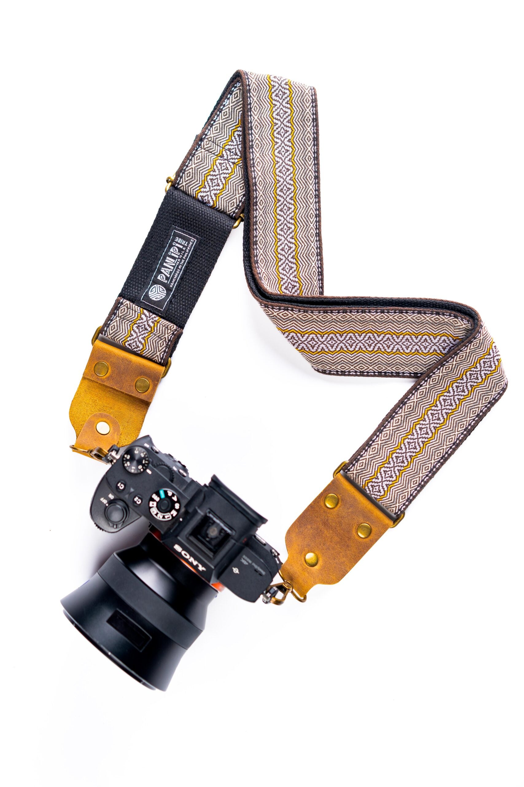 Handmade Panlipi Strap Loom Weave Lilaktob White Yellow KalCam31 Cam Strap