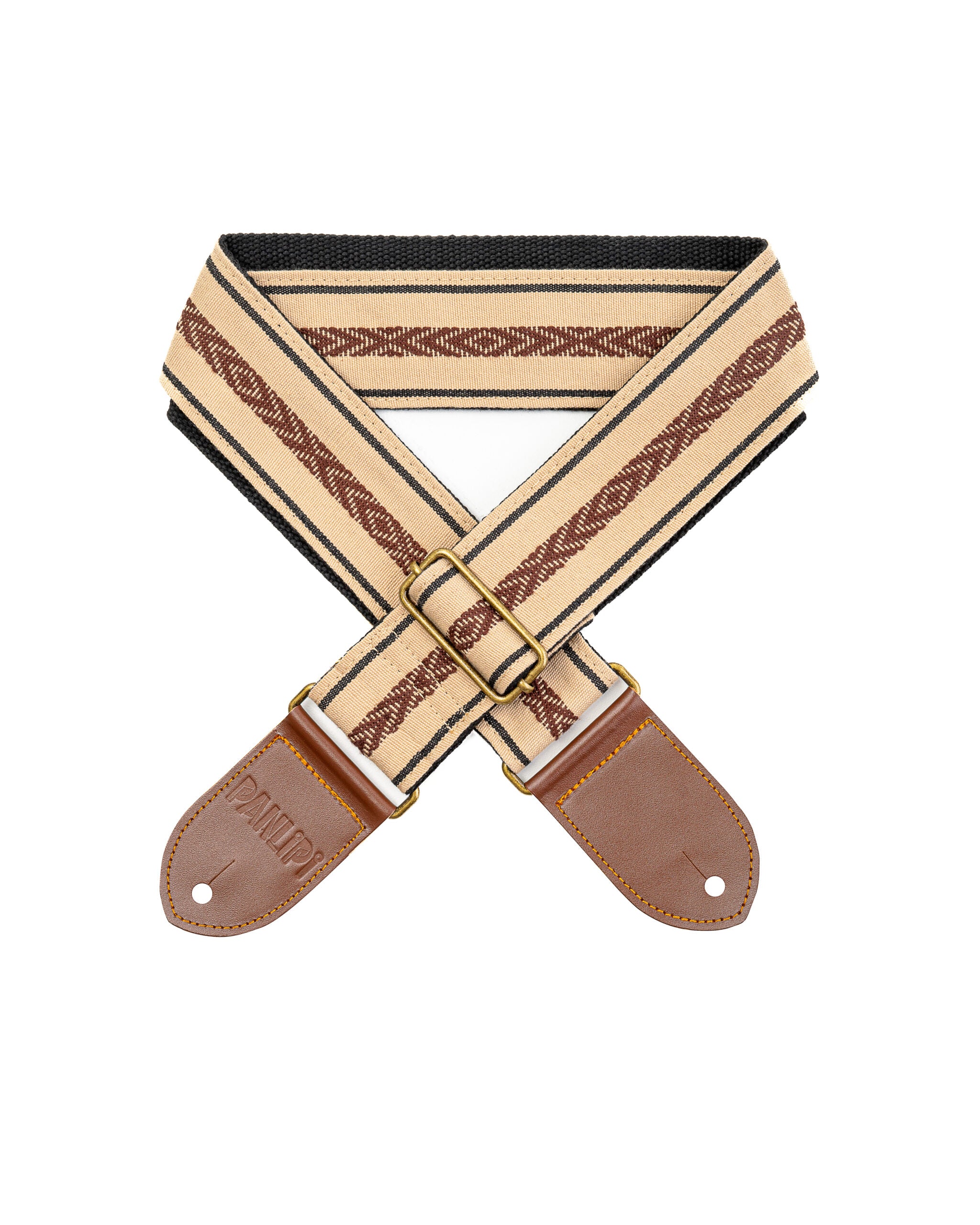 Handmade Panlipi Strap Loom Weave Cuabao Brown Cream BAGU05A Guitar Strap