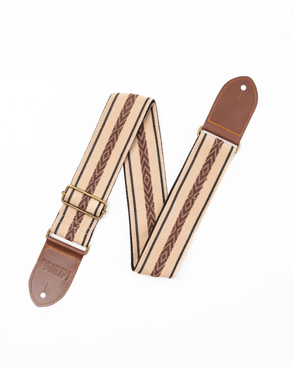 Handmade Panlipi Strap Loom Weave Cuabao Brown Cream BAGU05A Guitar Strap