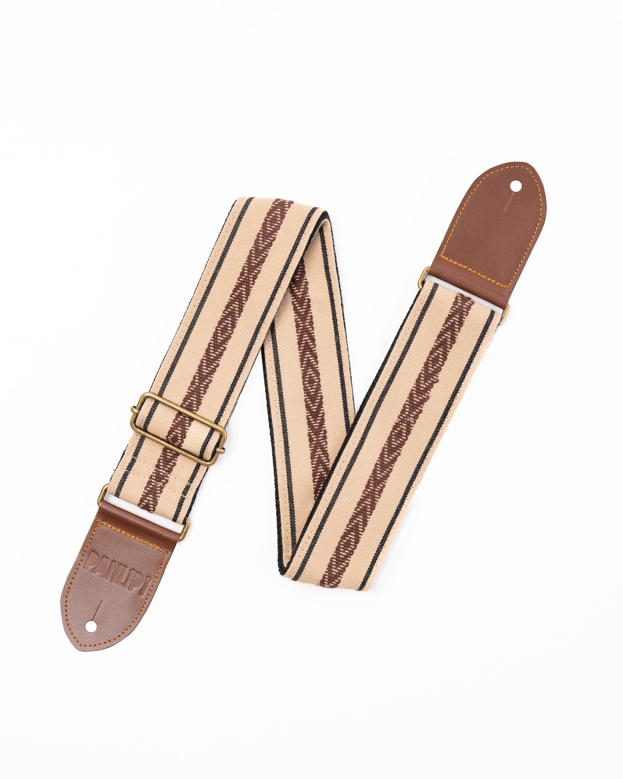 Handmade Panlipi Strap Loom Weave Cuabao Brown Cream BAGU05A Guitar Strap