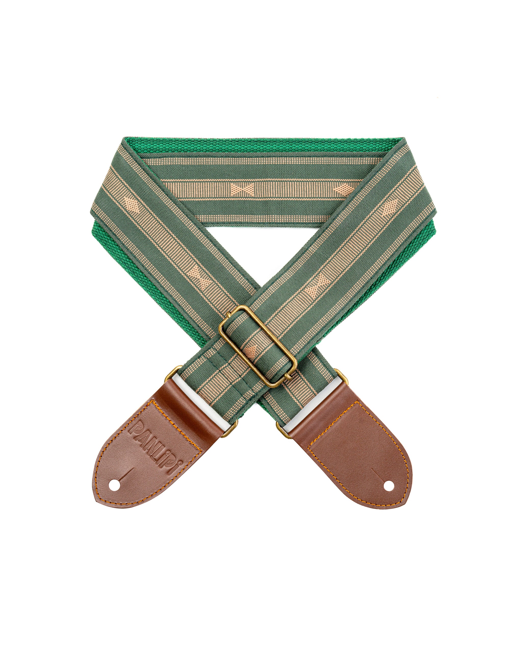 Handmade Panlipi Loom Weave Audrey Fatigue Green SAG15A Guitar Strap
