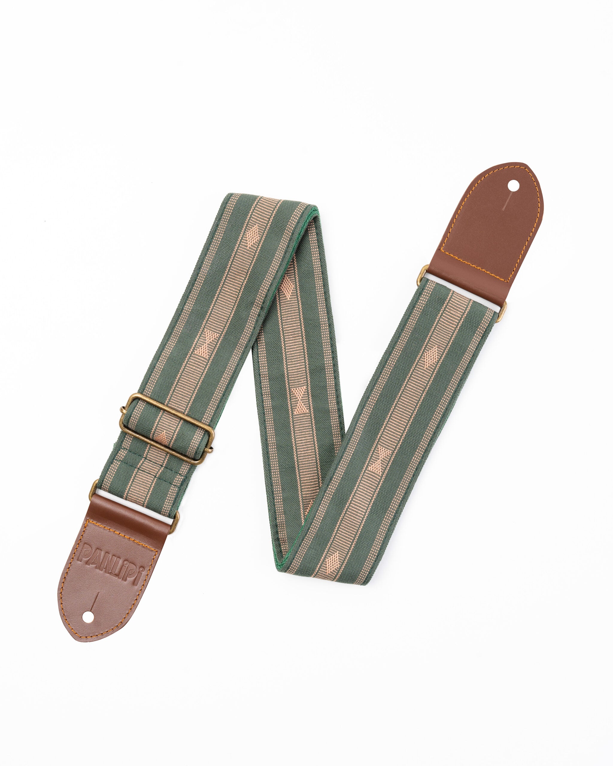 Handmade Panlipi Loom Weave Audrey Fatigue Green SAG15A Guitar Strap