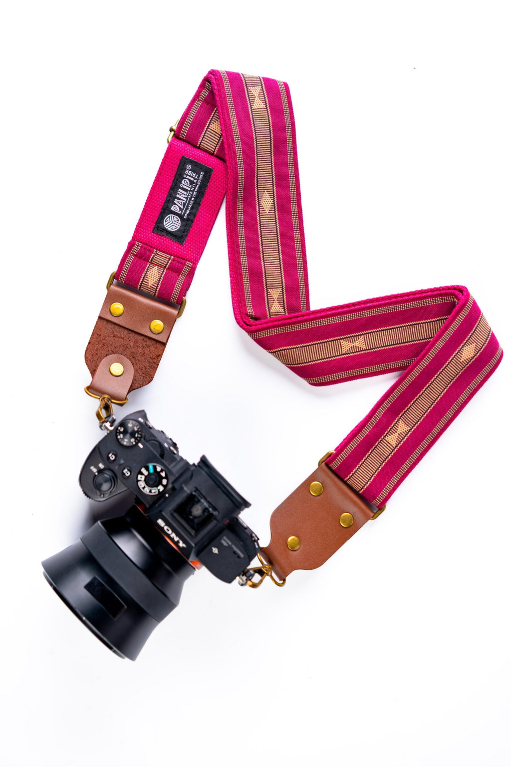 Handmade Panlipi Strap Loom Weave Burgundy SagCam02 Cam Strap