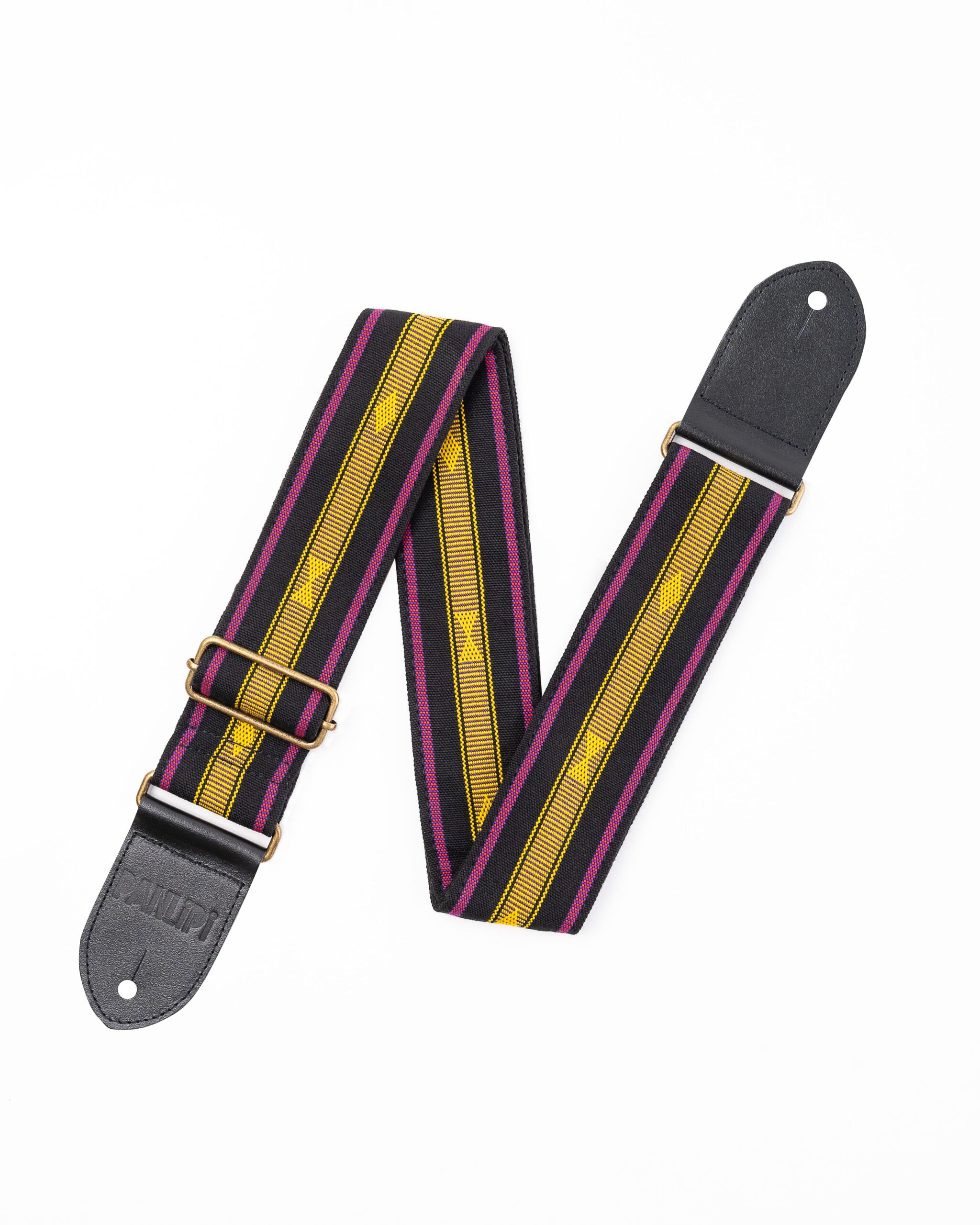 Handmade Panlipi Loom Weave Audrey Black Gold SAG16A Guitar Strap