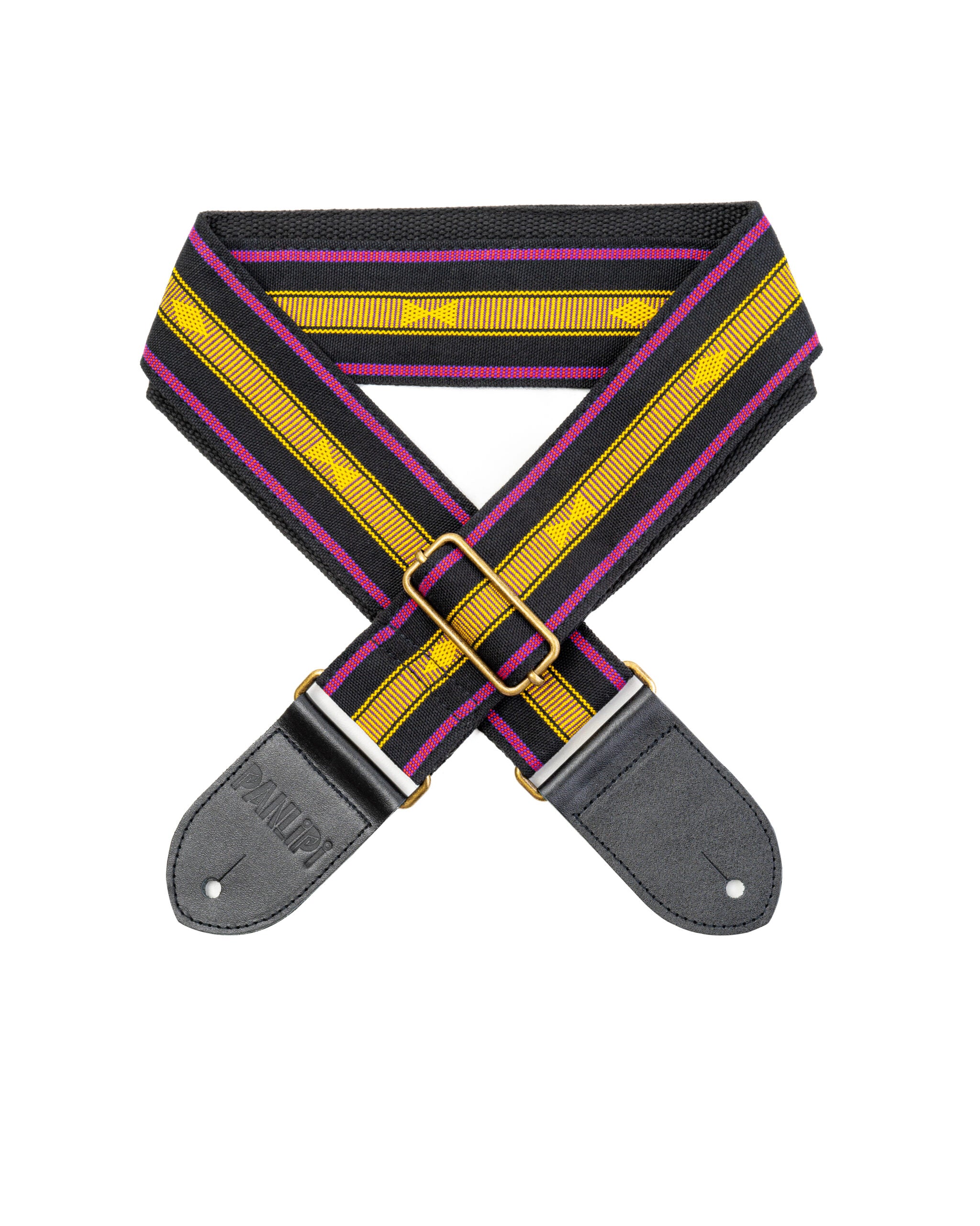 Handmade Panlipi Loom Weave Audrey Black Gold SAG16A Guitar Strap